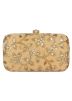 Golden Embroidered Velvet Clutch With Chain Strap