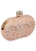 Peach Woven Brocade Clutch