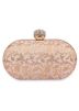 Peach Woven Brocade Clutch