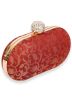 Woven Brocade Maroon Clutch With Chain Strap