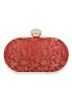 Woven Brocade Maroon Clutch With Chain Strap