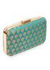 Woven Brocade Turquoise Clutch