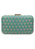 Woven Brocade Turquoise Clutch