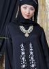 Readymade Embroidered Satin Abaya In Black