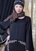 Black Hand Embroidered Bell Sleeved Abaya