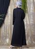 Black Readymade Flared Abaya In Satin