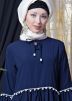 Blue Flared Readymade Side Frilled Abaya