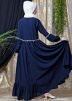 Blue Flared Readymade Side Frilled Abaya