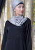 Black Readymade Flared Abaya In Satin