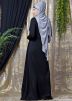 Black Readymade Flared Abaya In Satin