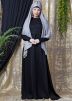 Black Readymade Flared Abaya In Satin