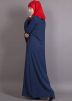 Blue Embroidered Readymade Crepe Abaya