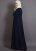 Navy Blue Readymade Embellished Flared Abaya