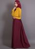 Yellow and Maroon Crape Readymade Abaya