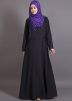 Black Readymade Frilled Design Crape Abaya