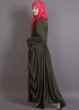 Green Readymade Lycra Pleated Flared Abaya