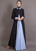 Black and Blue Contrast Yoke Readymade Abaya