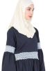 Navy Blue Readymade Crochet Lace Crape Abaya