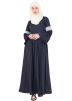 Navy Blue Readymade Crochet Lace Crape Abaya