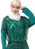 Green Sequined Readymade Abaya