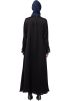 Readymade Black Embroidered Abaya In Nida