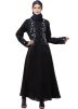 Readymade Black Embroidered Abaya In Nida