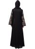 Black Readymade Abaya With Resham Embroidery