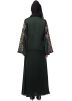 Green Readymade Abaya With Resham Embroidery