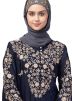 Blue Resham Embroidered Readymade Abaya