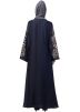 Blue Resham Embroidered Readymade Abaya