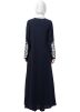 Blue Readymade Embroidered Abaya In Nida