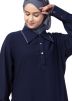 Readymade Blue Collared Abaya In Nida