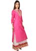 White Cotton Dress With Pink Long Kurti