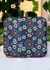 Navy Blue Printed Art Silk Square Box Clutch