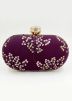 Sequins Embellished Purple Clutch