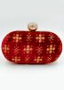 Sequins Embellished Red Velvet Clutch