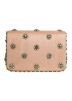 Pink Stone Embellished Front Flap Satin Bag