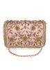 Pink Satin Bag With Floral Sequins Embroidery