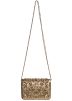 Floral Sequins Embroidered Beige Bag In Satin