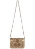 Zari Embroidered Front Flap Bag In Beige