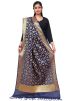 Navy Blue Woven Art Silk Dupatta