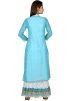 White Cotton Dress With Blue Long Kurti