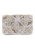 White Stone Embellished Silk Clutch Bag