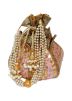 Pink Art Silk Embroidered Potli Bag