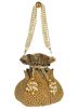 Golden Embellished Art Silk Potli Bag