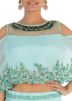 Pastel Blue Hand Embroidered Top With Skirt