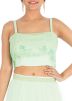 Pastel Green Hand Embroidered Crop Top With Skirt