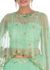 Sea Green Hand Embroidered Top With Skirt