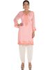 Pastel Pink Embroidered Kurti With Dhoti Pants