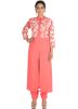 Thread Embroidered Coral Peach Kurta Set